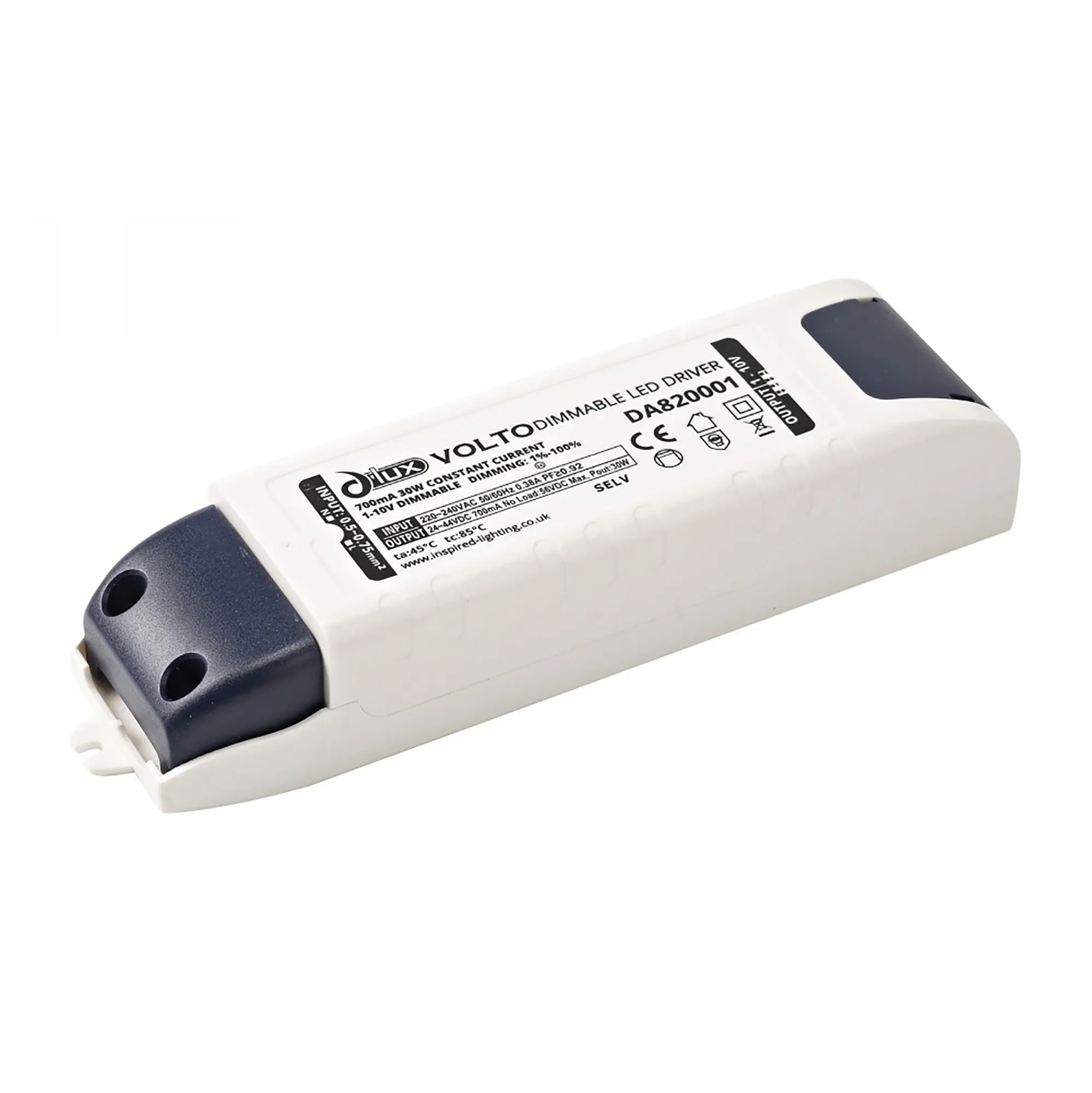 DA820001  Volto, 30W Constant Current 700mA 1-10V Dimmable LED Driver 24-44V